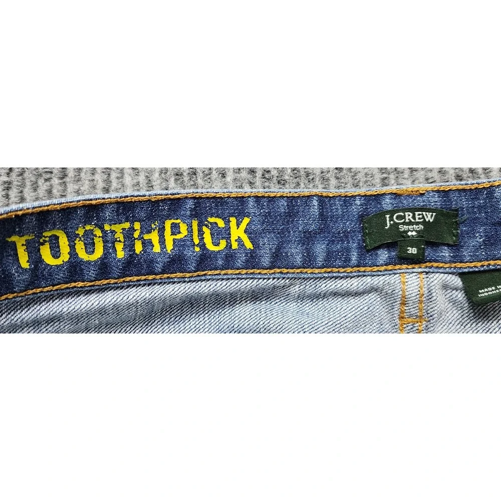 J.Crew Toothpick Stretch Jeans Mens 30 Medium Wash Blue Slim Denim